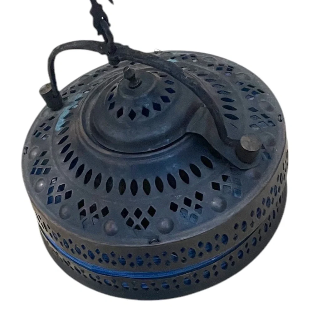 Vintage Metal & Cloth‎ Hanging Lantern Collapsible Tea light, Blue